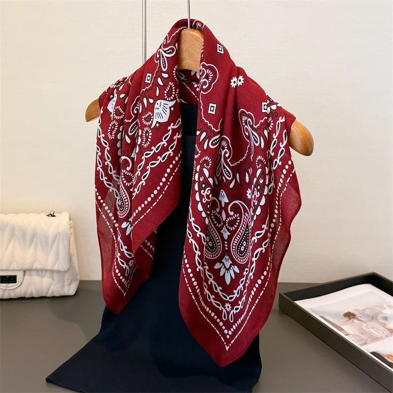 Luxury Cashew Square Scarf For Women Soft 70*70cm Neck Scarf Shawl Warp Elegant Neckerchief Bandanas Paisley Print Hijab