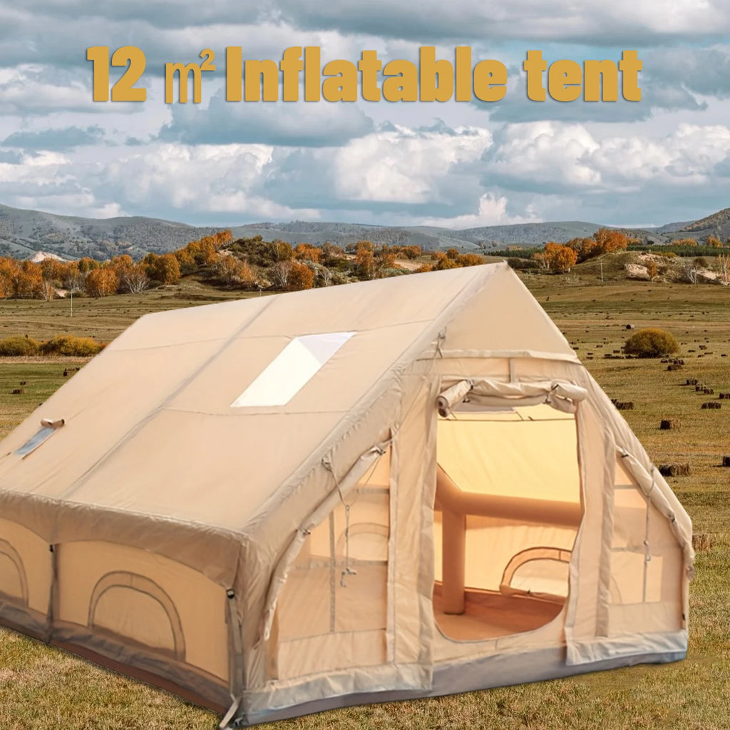 Inflatable Camping Tent For 4 To 8 People With Windows Portable Water Resistant Four Season Outdoor Tent