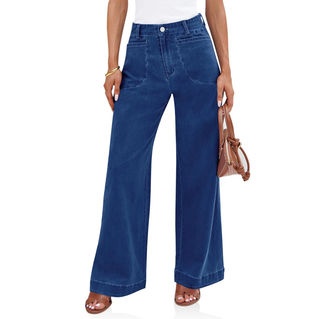 Womens High Waist Spring Wide Leg Straight Jeans Retro Style