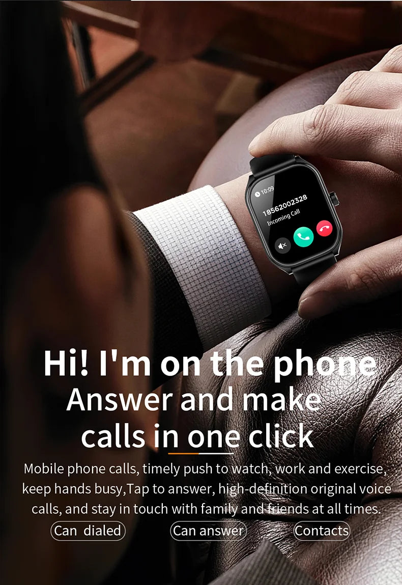 Smart Watch for Men – 2.01'' AMOLED Curved Screen, IP68 Waterproof, Bluetooth 5.3 Call, AI Voice Assistant Fitness Smartwatch