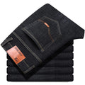 2025 New Mens Fashion Business Jeans Classic Style Casual Stretch Slim Jean Pants Male Brand Denim Trousers Black Blue