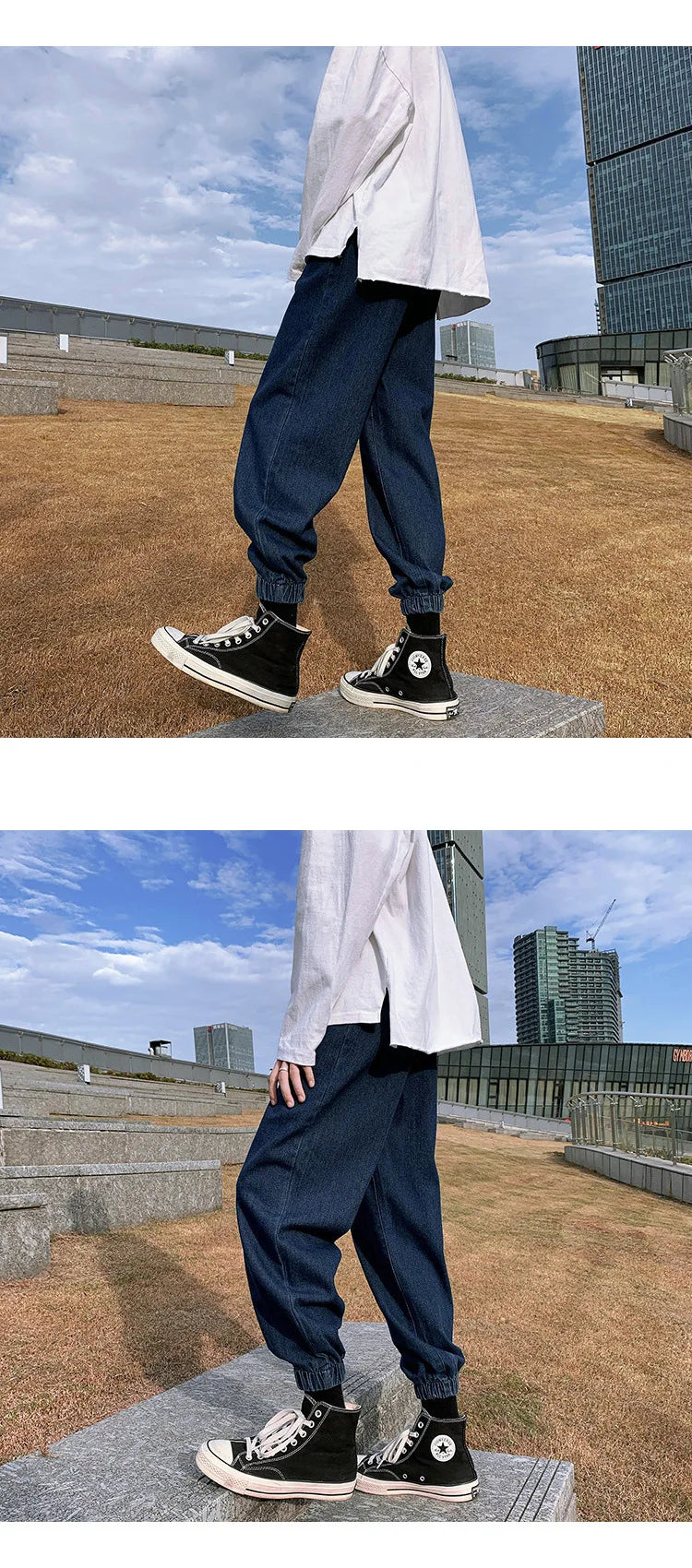 Jeans men Jeans Man Loose Joggers Streetwear Harem Jeans Cargo Pants Ankle-Length Denim Trousers denim pants joggers men - trendingshoping.com