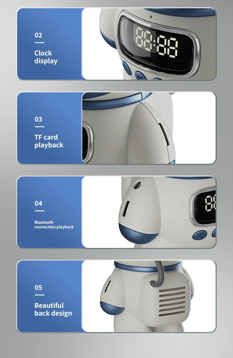 Smart Astronaut Bluetooth Speaker with Night Light, FM Radio, Portable Wireless Subwoofer Speaker