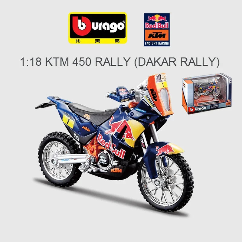 Bburago 1 18 Scale KTM GasGas RX450F 2021 Dakar Rally Alloy Die Cast Motorcycle Model