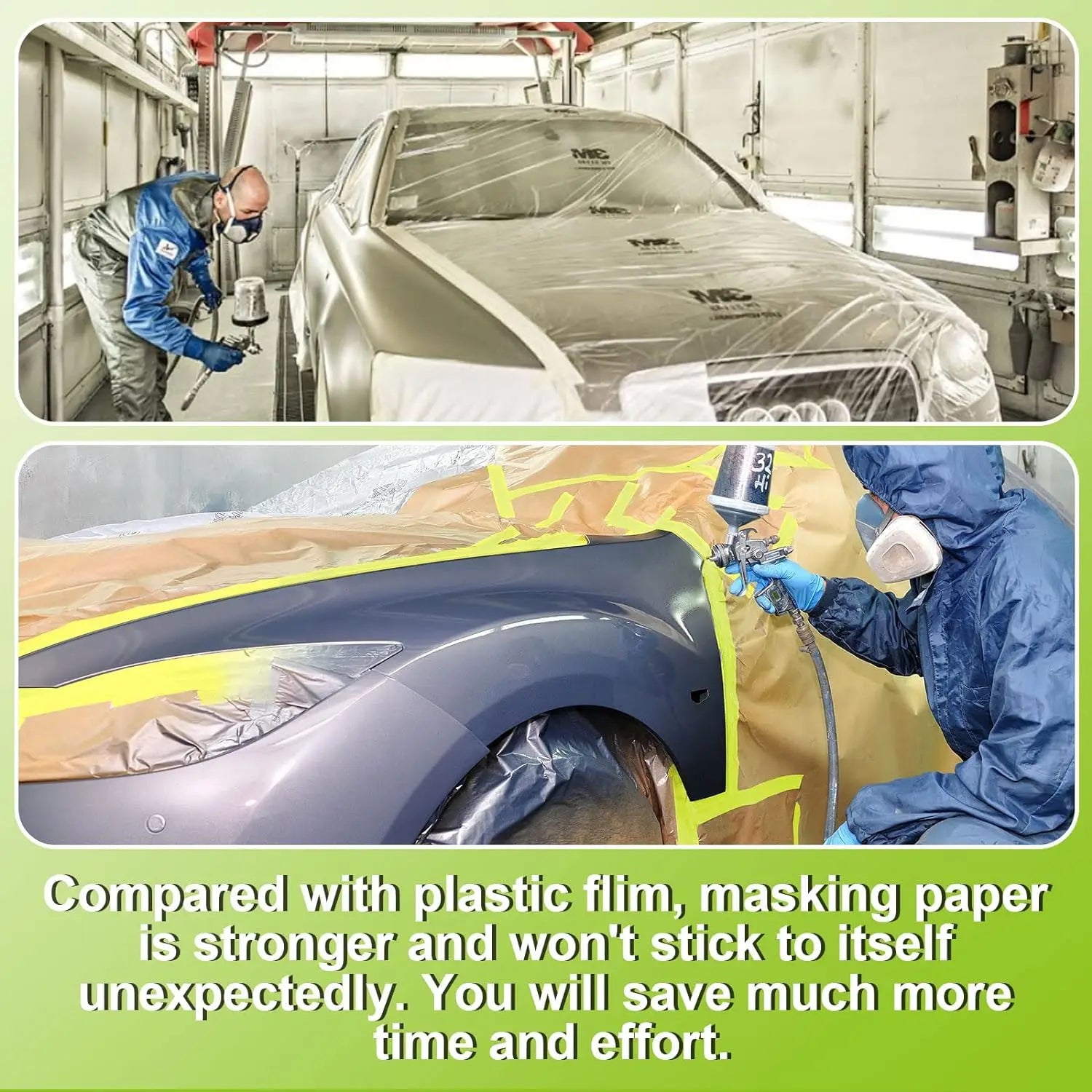 Masking Paper Pre-Taped | Protective Covering for Walls, Cars & Painting Projects