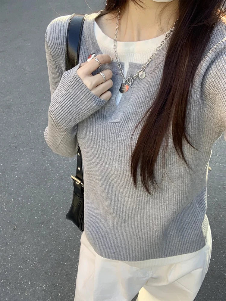 Women’s Solid Color Slim Fit Long Sleeve T-Shirt 2025 Autumn Casual Top