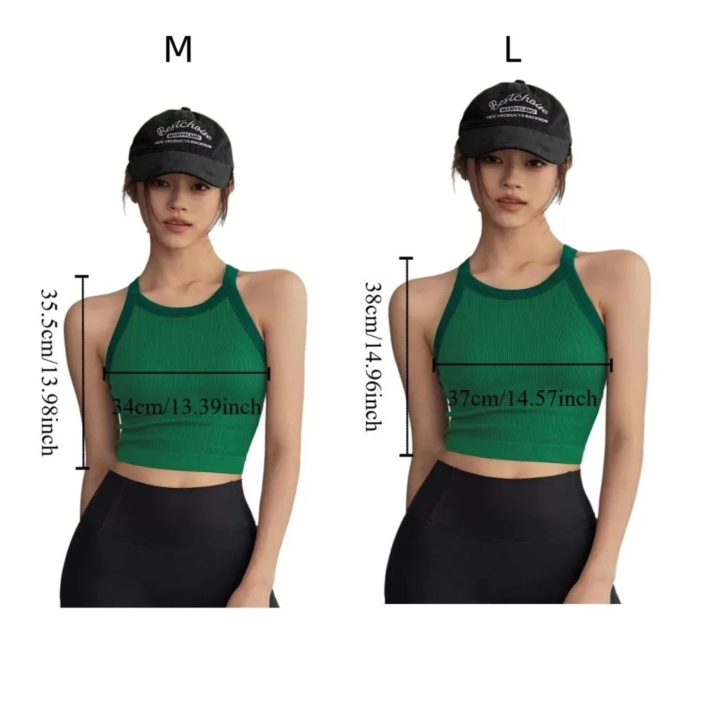 High Neck Sports Tank Top Comfortable Breathable Fitness Top with Chest Cushion Soft Fixed Cup Gym Wear for Women