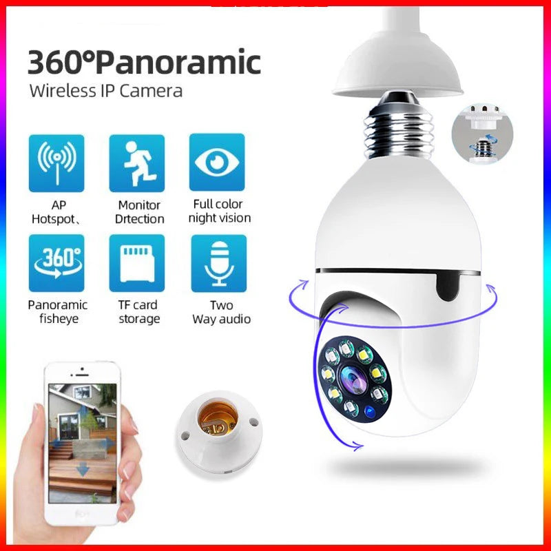 Smart Home E27 Wifi Bulb Surveillance Camera HD Night Vision Two Way Audio Motion Detection