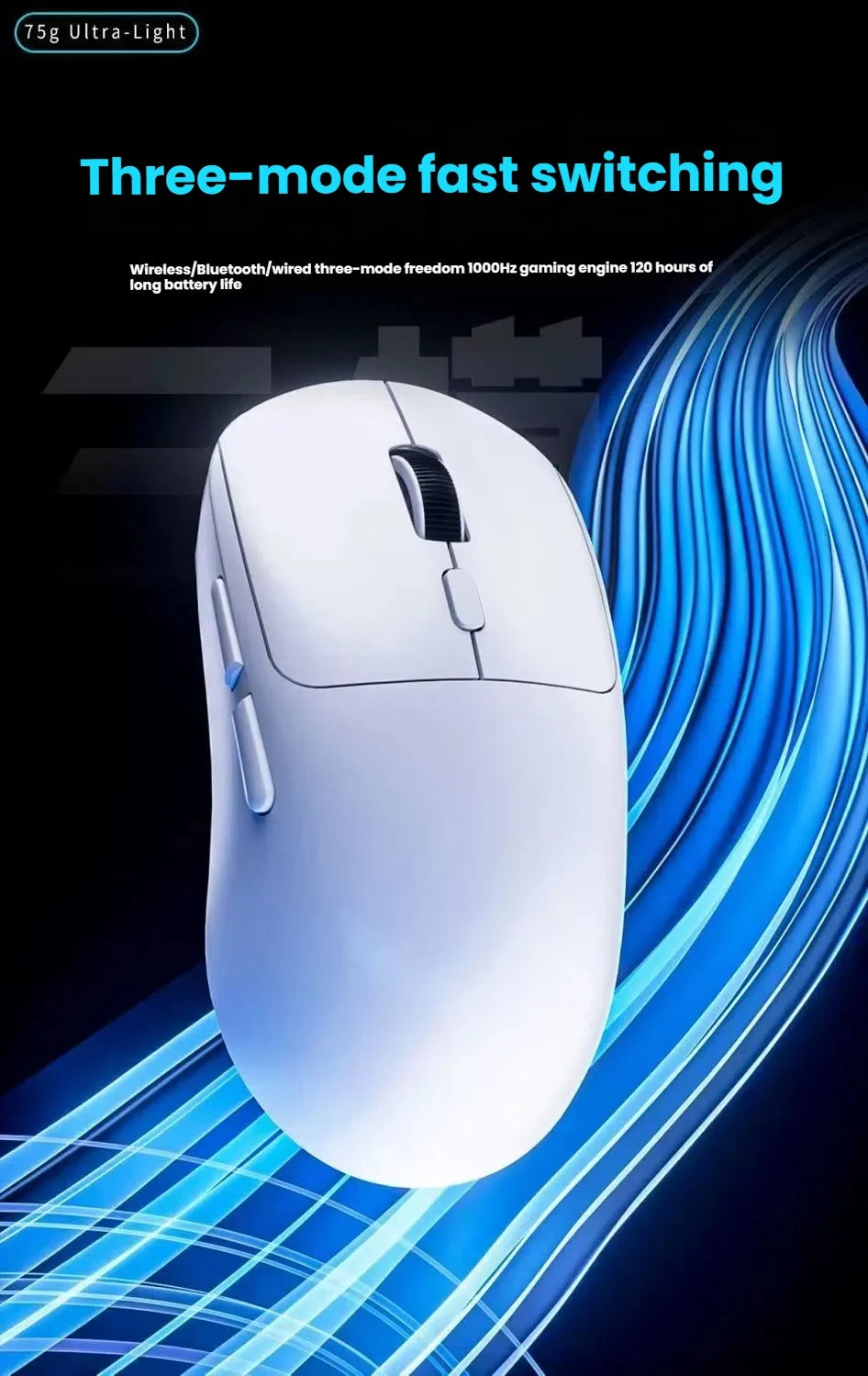New M348 Wireless Bluetooth Gaming Mouse 6400DPI Lightweight Long Battery Life 2.4GHz Wireless Receiver