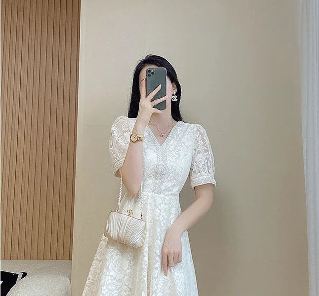 Women's Dress White Female Dresses Formal Occasion Midi Soft One-piece New in On Promotion Elegant Chic Fashion Summer 2025 Xxl