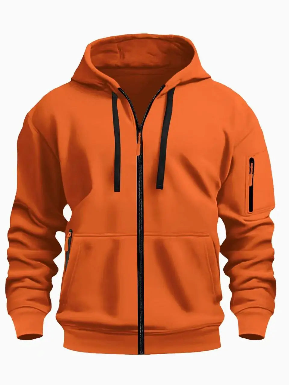 Men’s Winter Warm Zip Hoodie – Casual Sweatshirt with Side Pockets for Outdoor Sports