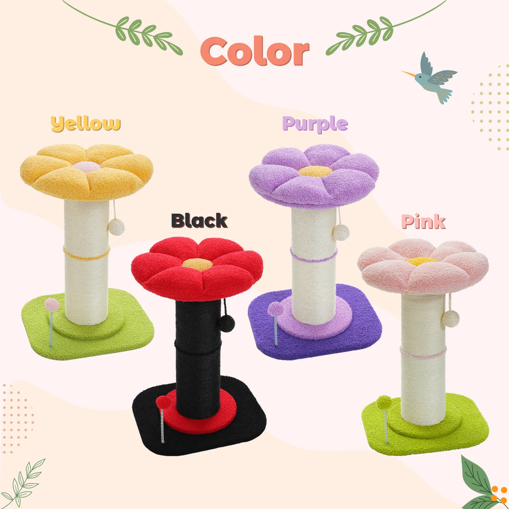 Flower Cat Scratching Post Small Cat Tree Tower Cat Scratcher for Indoor Cats with Super Thick Scratching Post Removable Cat Bed - trendingshoping.com