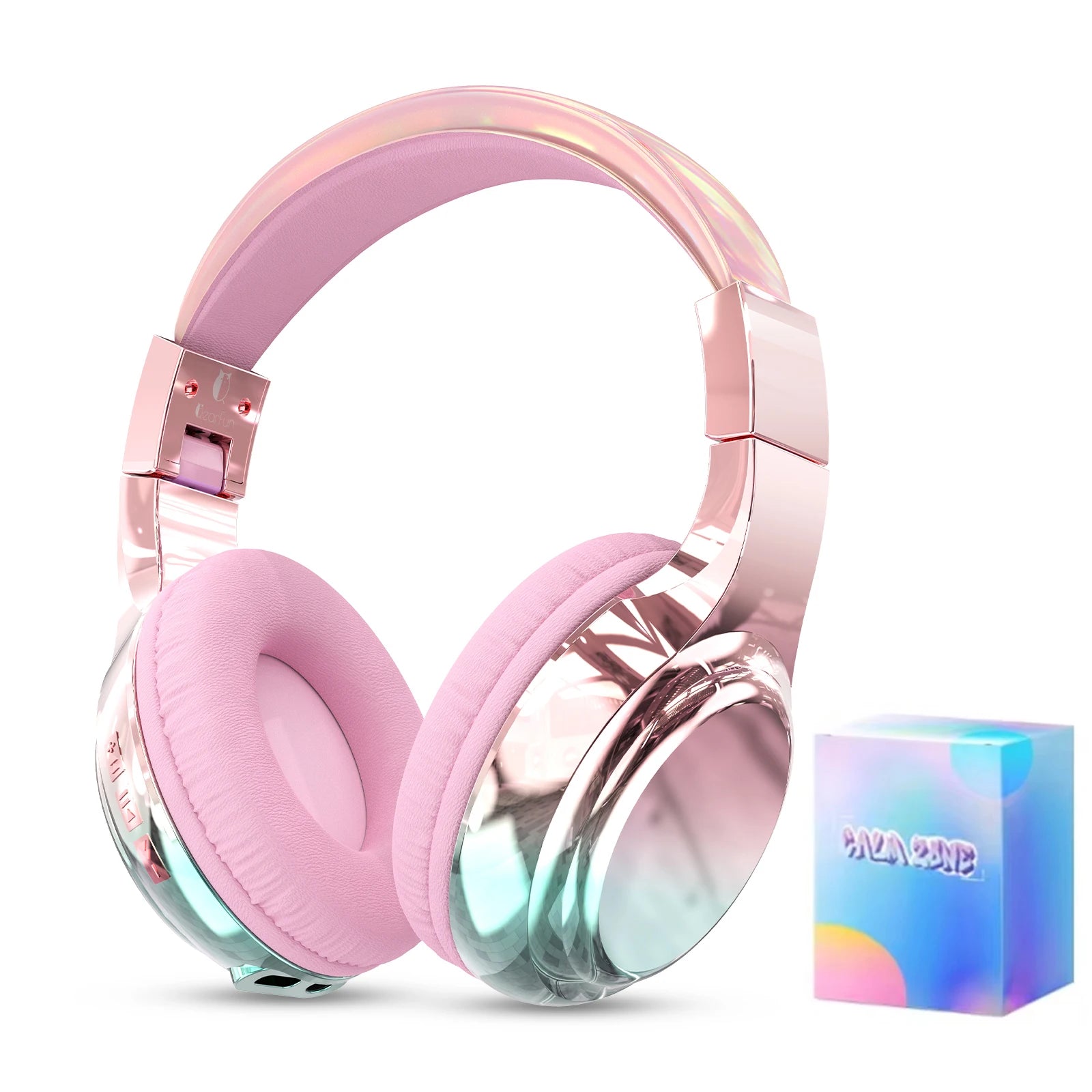 Glossy Bluetooth Headphones For Kids Girls Wireless Stereo Headset With Mic
