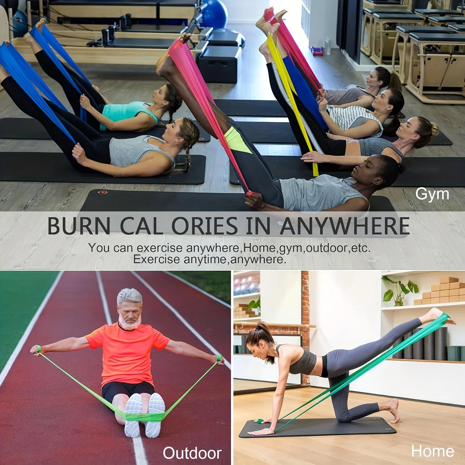 Resistance Bands for Workout Elastic Exercise Bands for Home Gym Pilates Physical Therapy Outdoor Fitness Training