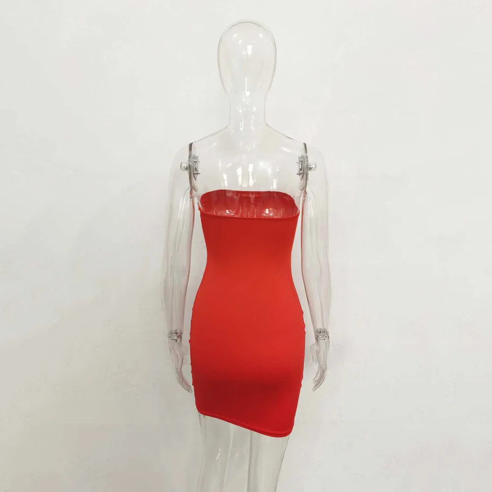 Women Off Shoulder Strapless Bodycon Mini Dress