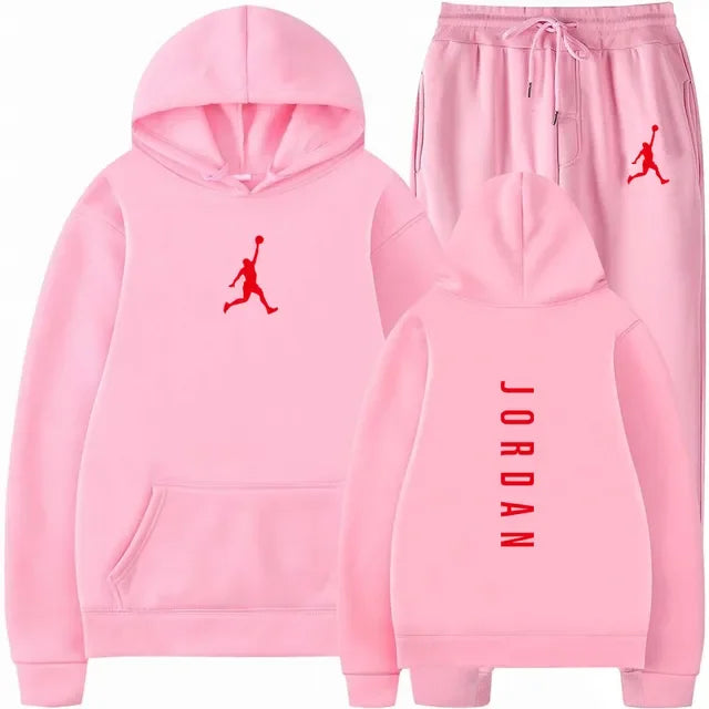Men's Essential Winter Tracksuit - Heavyweight Solid Color Hoodie & Stretch Jogger Set - 2-Piece Urban Sportswear