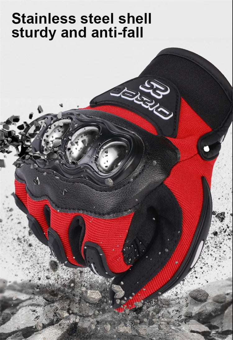 Motorcycle Gloves Breathable Racing Gloves Steel Protective Motorcyclists Riding Gloves Touch Screen Moto Biker Gloves Summer