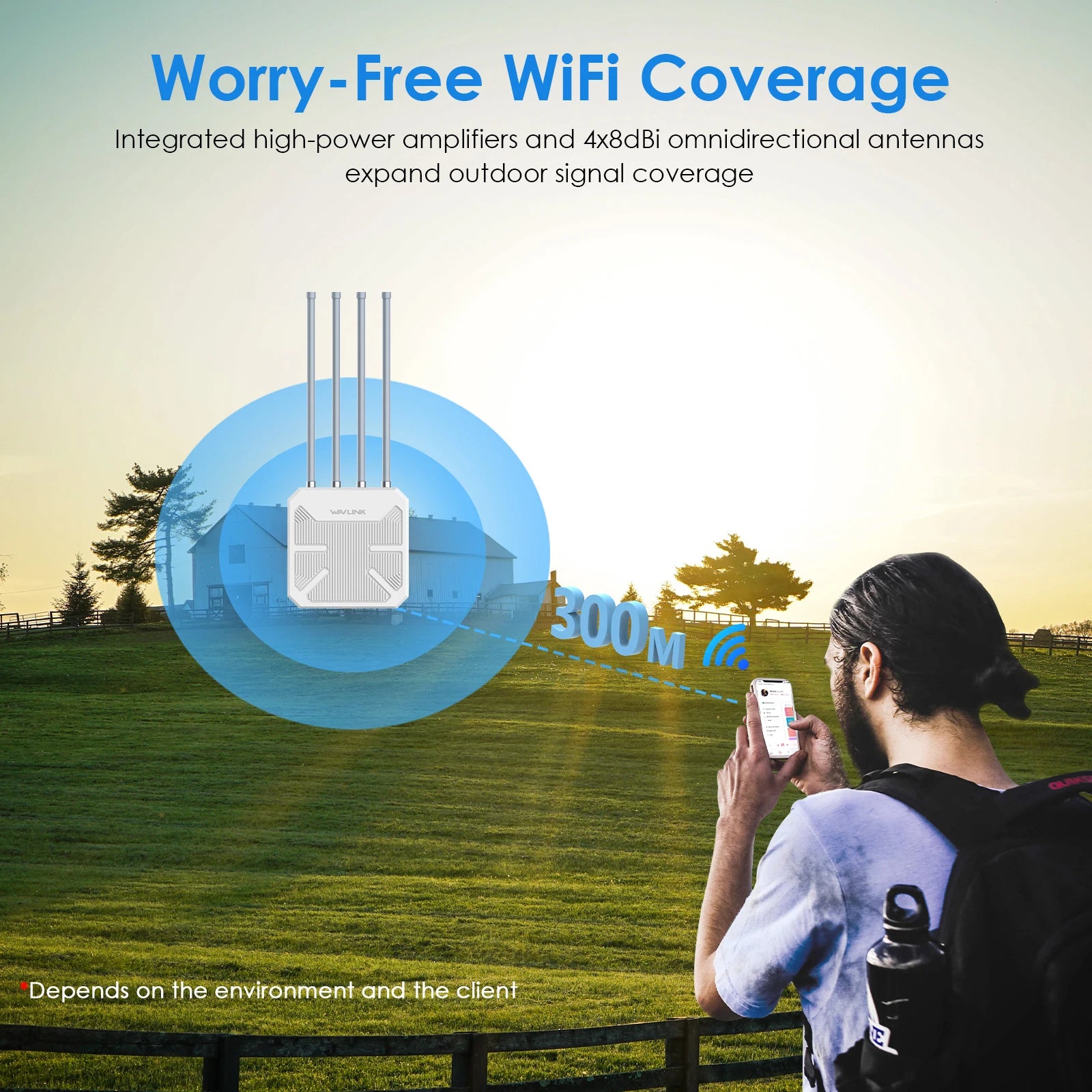WAVLINK AC600/1200 High Power Outdoor Router Dual Band Weatherproof Long Range Mesh Technology 4 Directional Antennas - trendingshoping.com