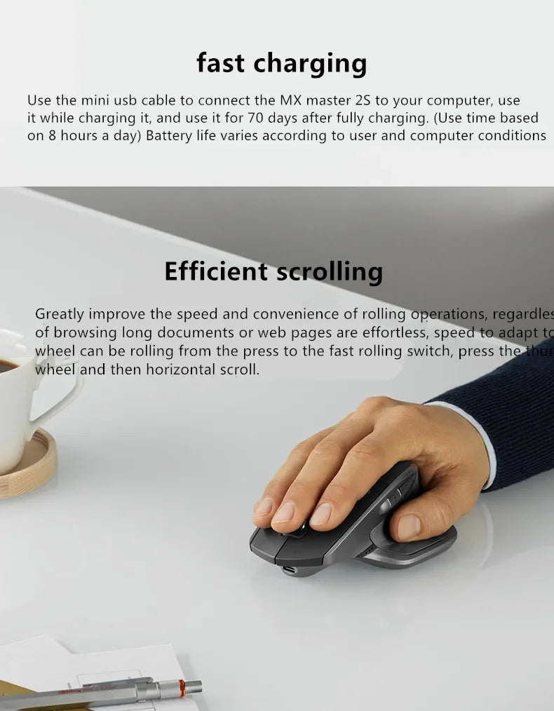 2026 MX Master 3S and MX Master 2S Wireless Bluetooth Mouse 2.4G 8000DPI Office Mouse for PC Laptop