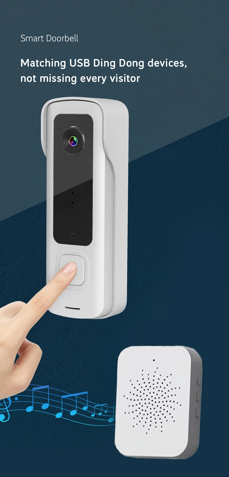 2024 New Electronic Doorbell With 100 Degree Wide Angle Lens Cloud Storage Support Ultra Low Power Consumption
