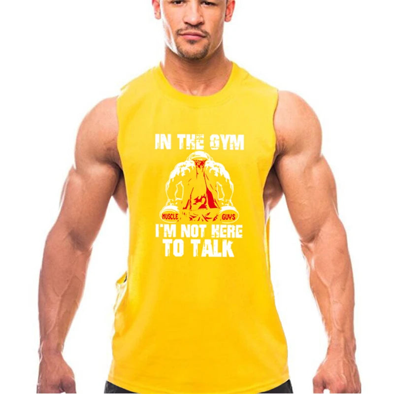 Men's Gym & Bodybuilding Tank Top – Cotton Muscle Workout Vest, Sleeveless Fitness Shirt, Breathable Summer Sportswear