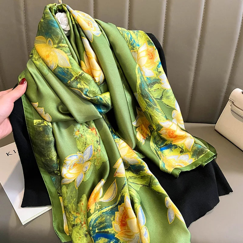 Spring Scarf Women's Luxury Design Polyester Material Soft Shawl Beach Scarf