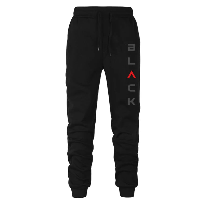 Men’s Tracksuit Set 2025 Black – Zipper Hoodie Jacket, Letter Print Jogger Sweatpants, Autumn Winter Casual Wear