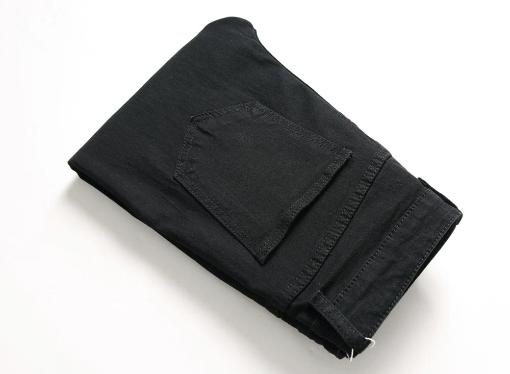 Jeans For Men Fashion Ripped Biker Skinny Denim Trousers High Street Slim Jogging Pants Homme