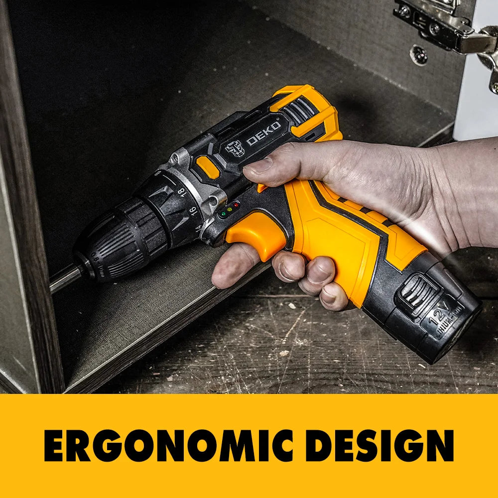 DEKO Cordless Drill 2 Speed Electric Screwdriver with Lithium Battery