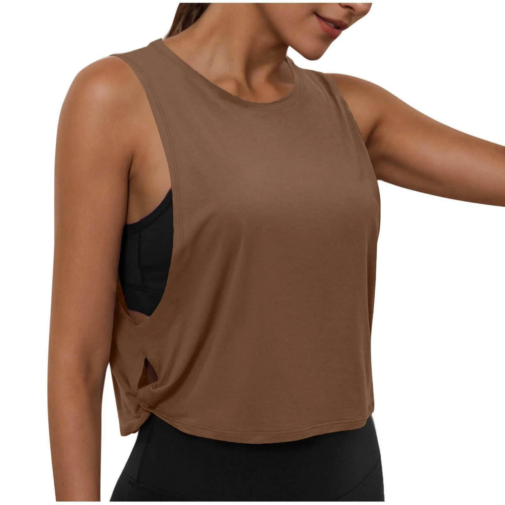 Women’s Sleeveless Yoga Top Breathable Workout Tank Crop Top Athletic Running Vest