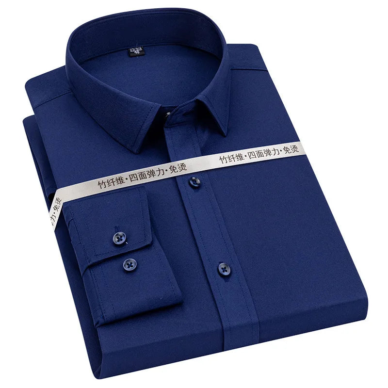 Men's Non-Iron Business Shirt Long Sleeve Breathable Lightweight - Formal Workwear