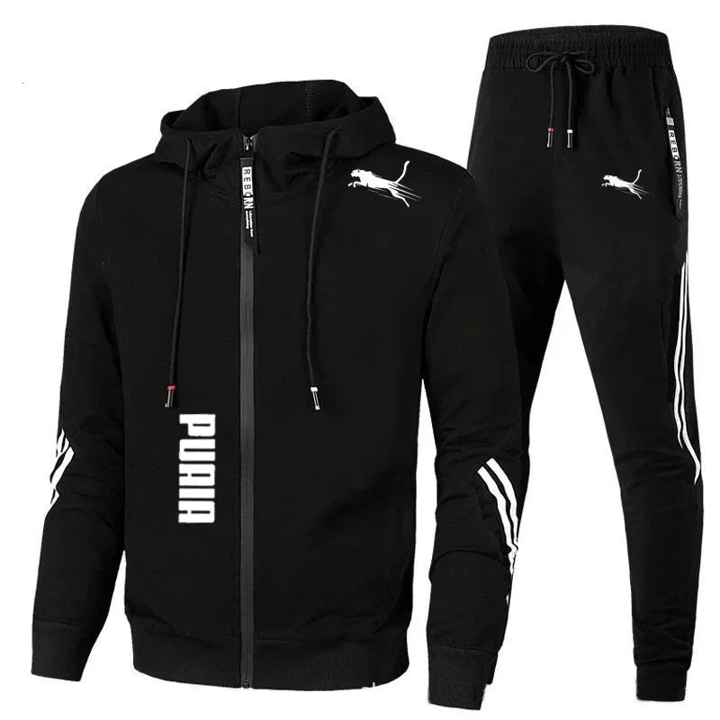 Men's Spring Autumn Tracksuit – 2-Piece Hoodie & Joggers Set, Fitness Running Sportswear, Casual Clothing