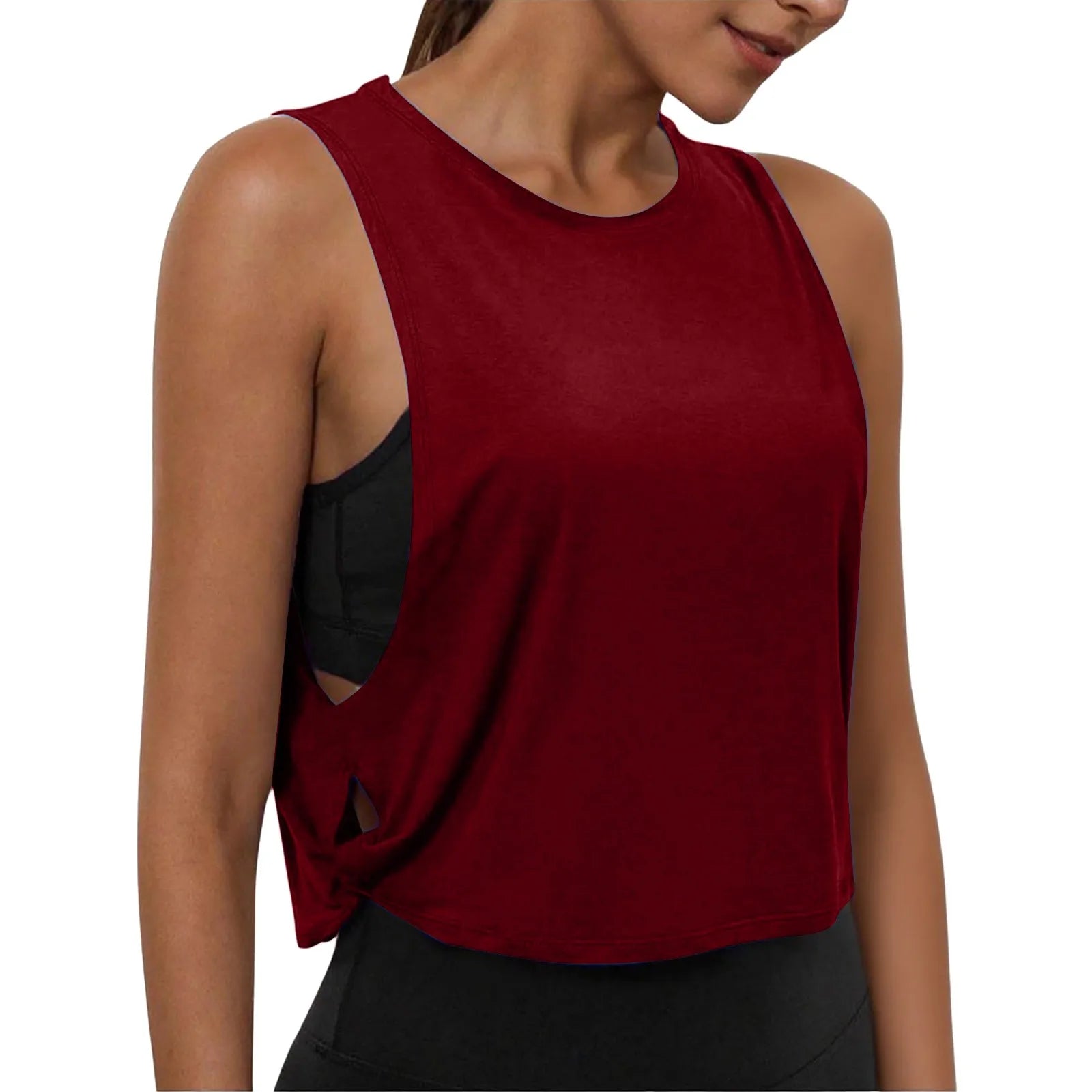Women’s Sleeveless Yoga Top Breathable Workout Tank Crop Top Athletic Running Vest