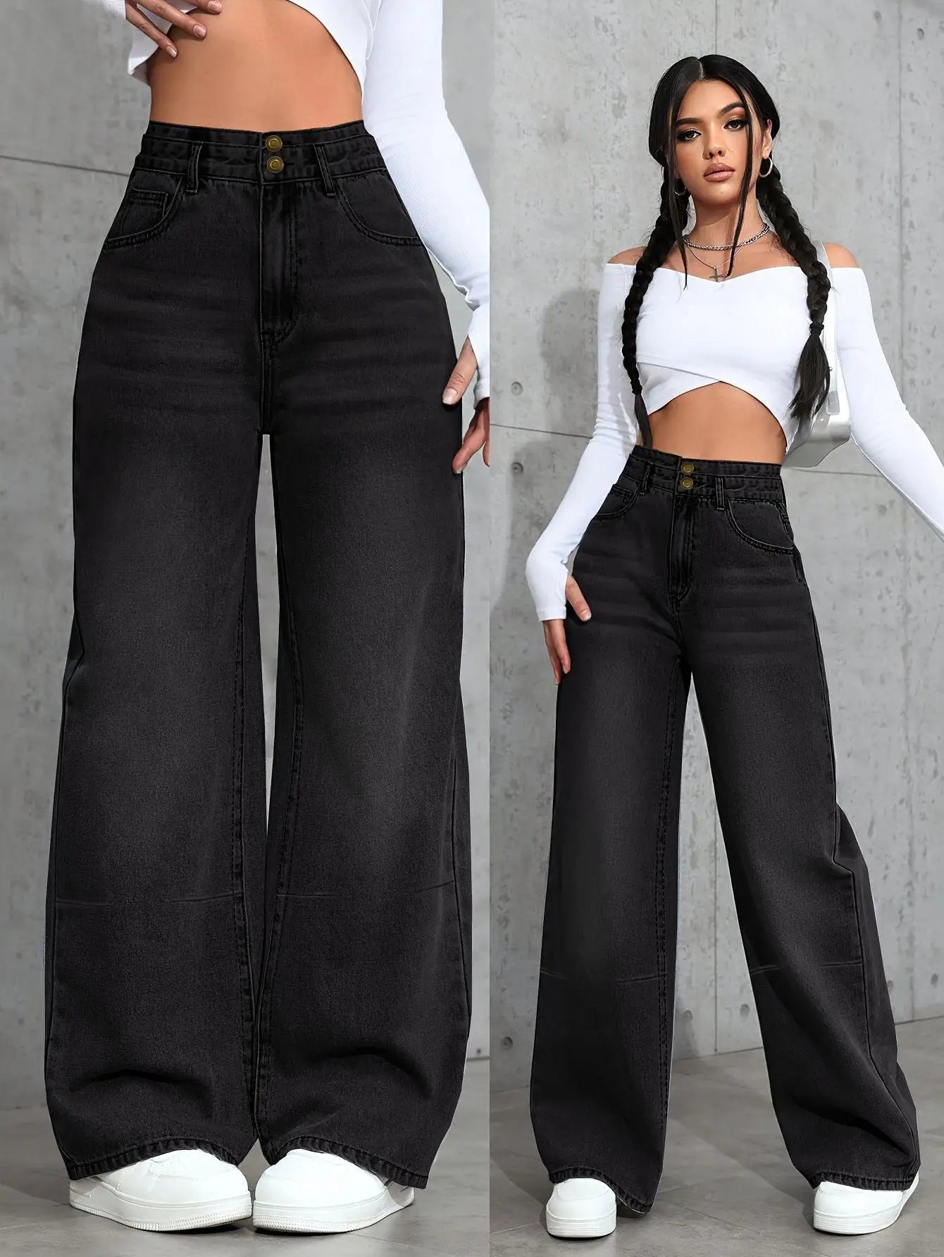 Womens Straight Jeans Casual Comfortable Fit With Pockets Perfect For Everyday Wear