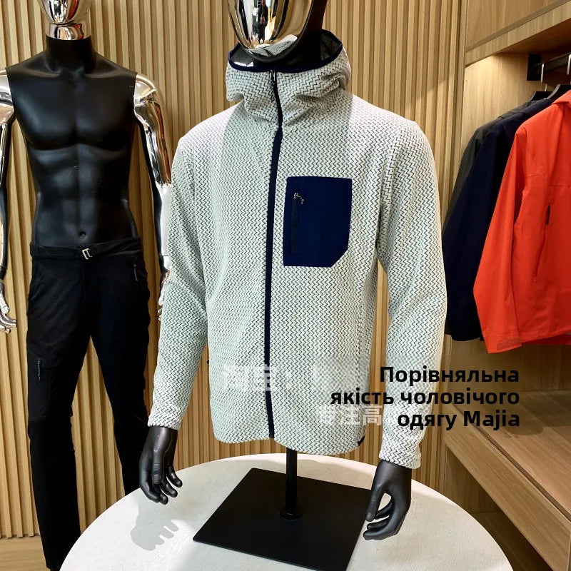 Mens Warm Fleece Hoodie Outdoor Jacket Breathable Skin Friendly Autumn Winter Thermal Sweatshirt