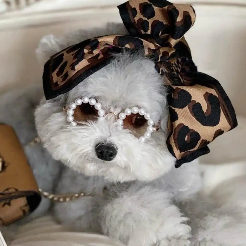 Pet Costume Sunglasses Faux Pearl Decor for Cats Dogs