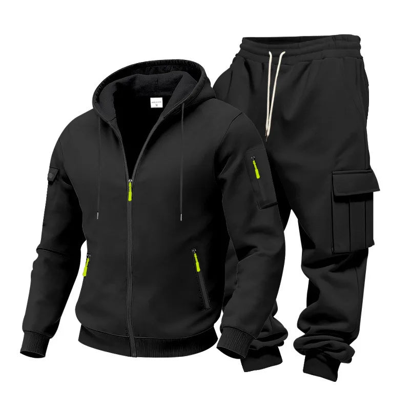 Men’s Winter Heavy Fleece Zip-Up Hoodie – Warm Casual Sportswear