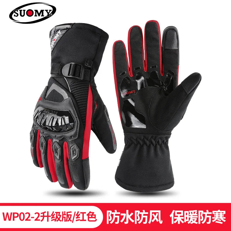 Motorcycle riding gloves are warm, waterproof, windproof, and anti fall in winter, with touch screens for electric bikes