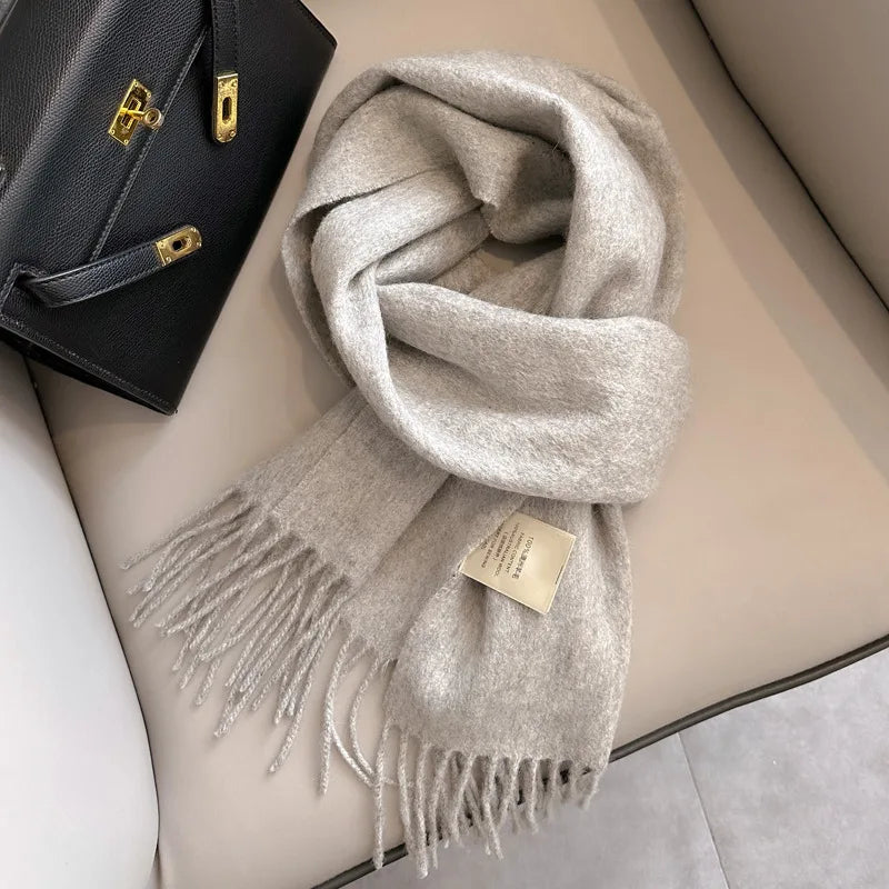 Winter Narrow Scarf 28 Color 100% Wool Scarf Hot Selling Solid Color Scarf Men's and Women's Universal Warm and Cold proof Scarf - trendingshoping.com