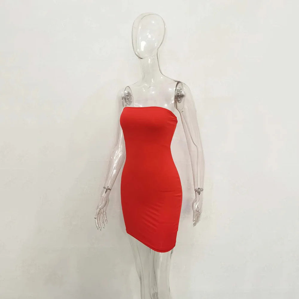 Women Off Shoulder Strapless Bodycon Mini Dress