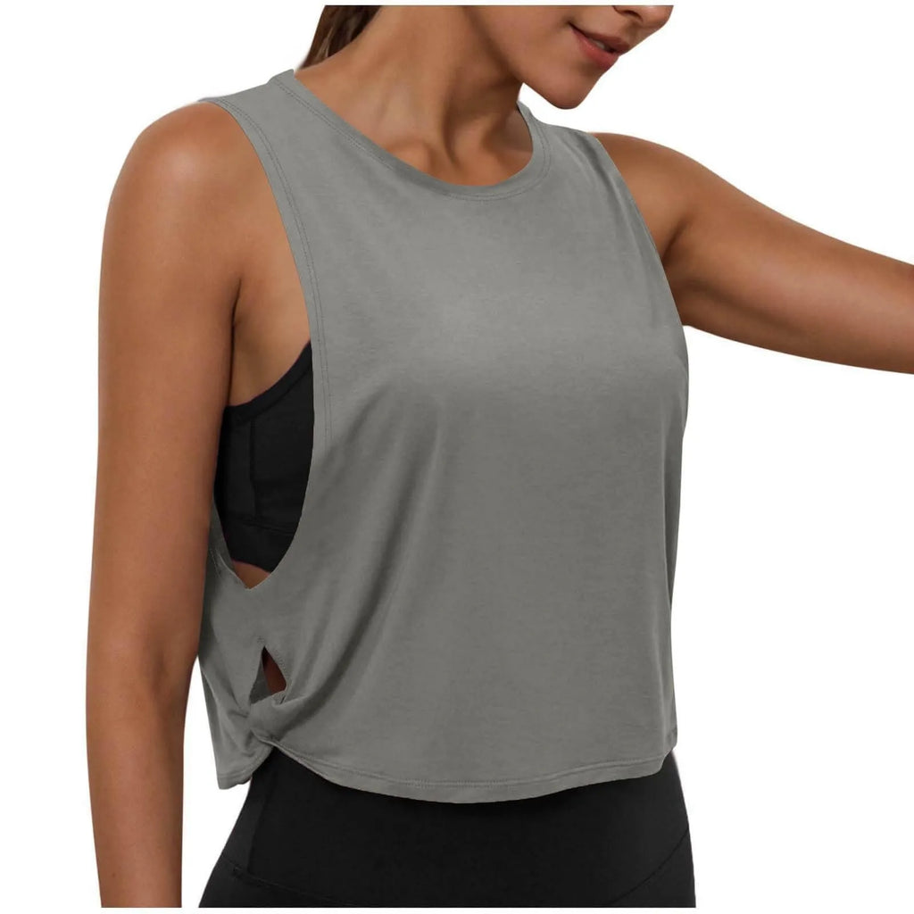 Women’s Sleeveless Yoga Top Breathable Workout Tank Crop Top Athletic Running Vest