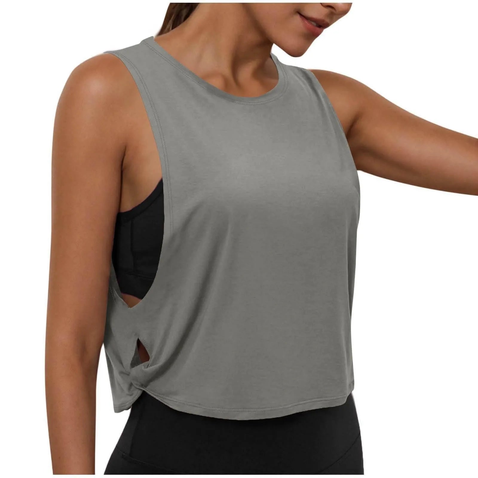 Women’s Sleeveless Yoga Top Breathable Workout Tank Crop Top Athletic Running Vest
