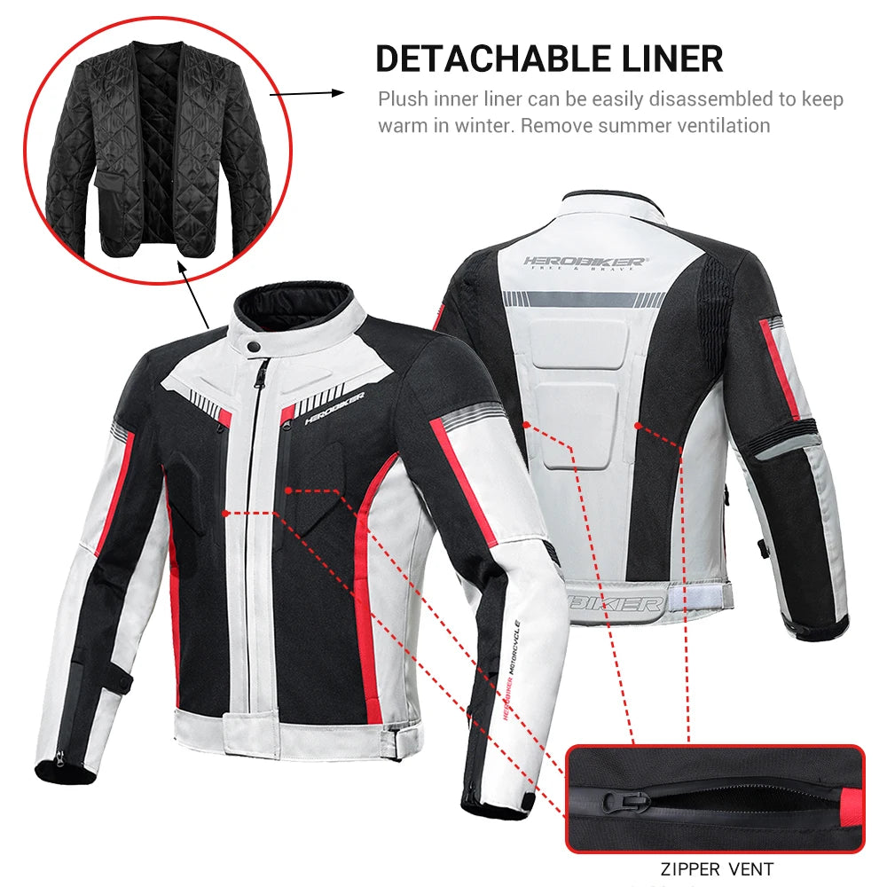 HEROBIKER Waterproof Motorcycle Jacket for Men Racing Jacket with Wearable Motorcycle Pants Moto Clothing and EVA Protection