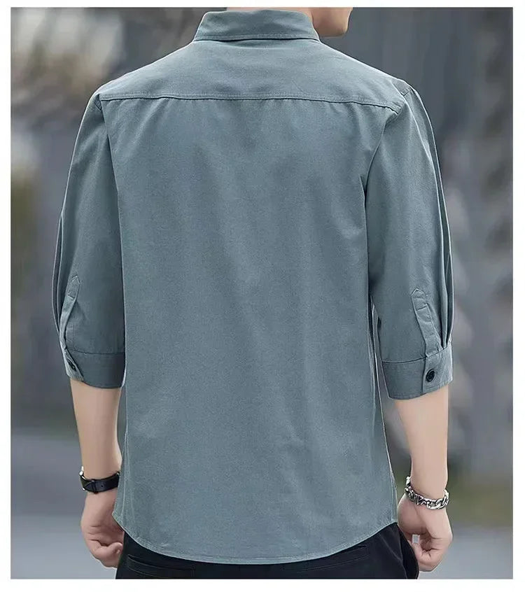 Men’s Solid Color Short Sleeve Casual Shirt
