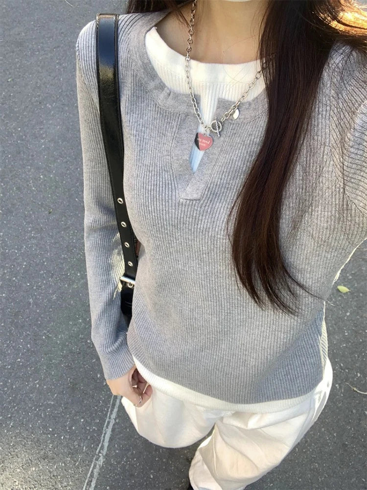Women’s Solid Color Slim Fit Long Sleeve T-Shirt 2025 Autumn Casual Top