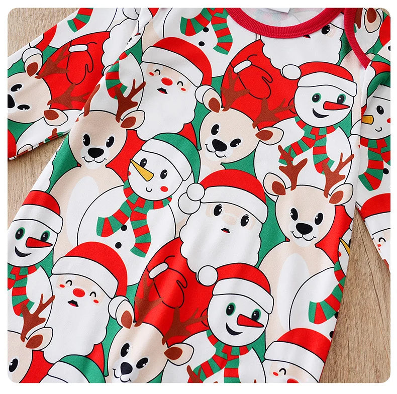 Newborn Christmas Baby Romper-- Red Santa print comfort long sleeve Unisex Baby Bodysuits 0-12 months Boy Girl Clothes Festivals