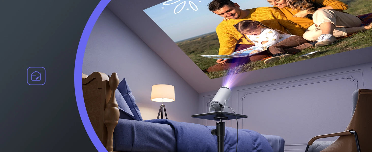 WiMiUS Mini Projector – 1080p Support, 400 ANSI, 5G WiFi & Bluetooth, Auto Keystone, 270° Rotating Bracket