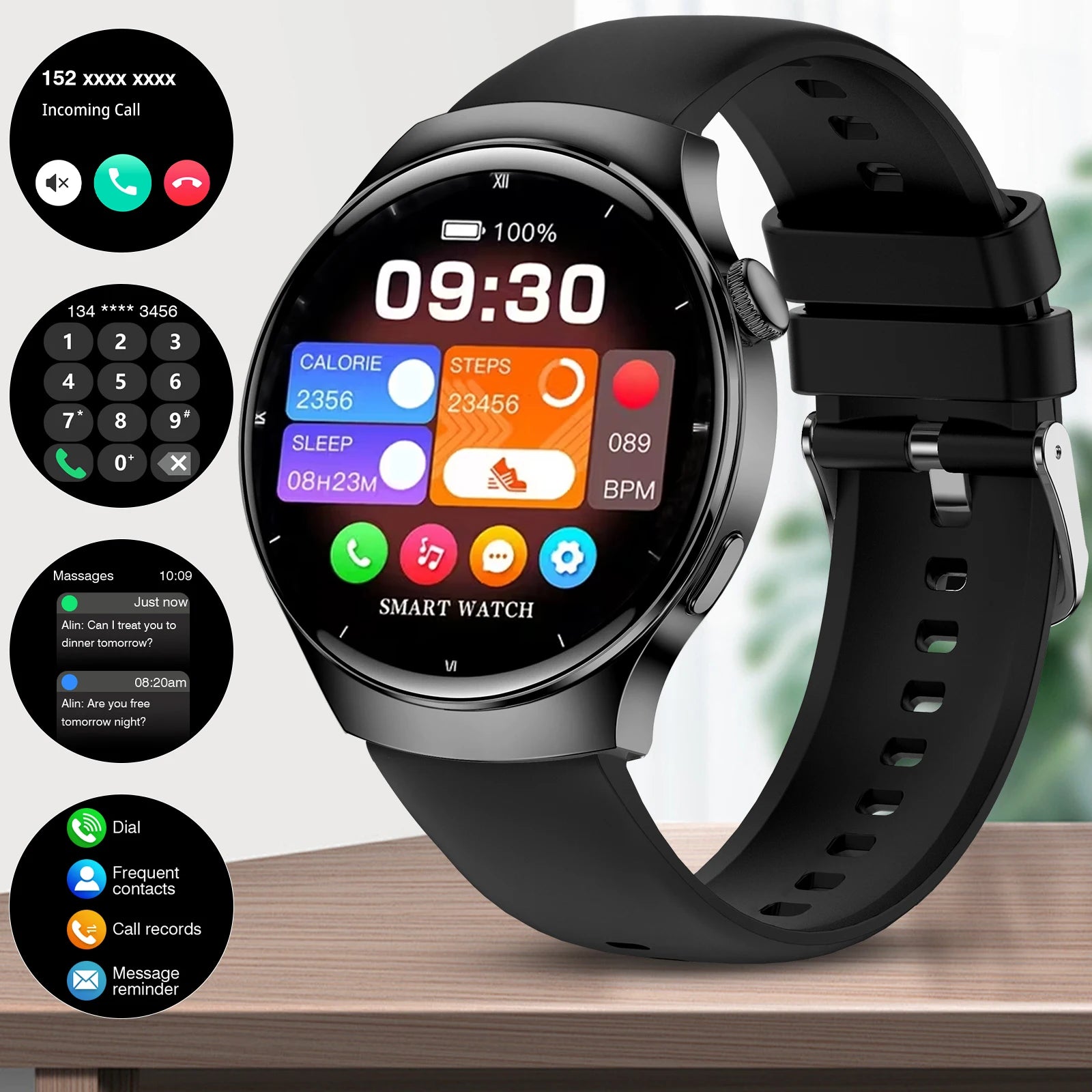 Smart Watch for Men – 1.5'' Screen, Bluetooth Call, Fitness Tracker with Multiple Sports Modes, Life Waterproof Activity Watch