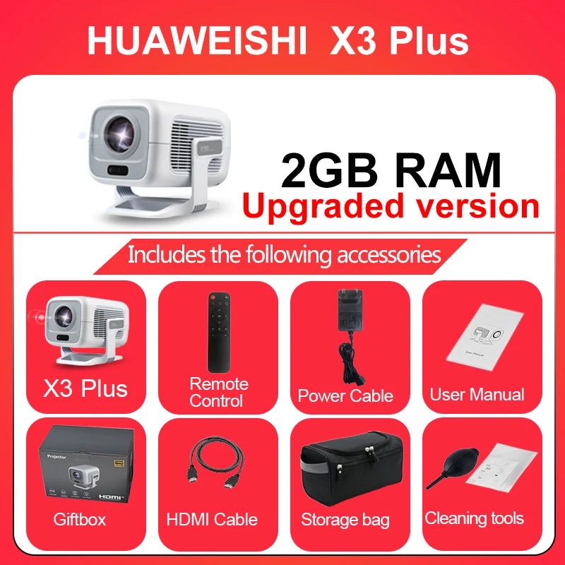 HUAWEISHI 4K Projector Android Native Portable 1080P Auto Focus 600ANSI Video home Cinema Outdoor hd led Projetor - trendingshoping.com