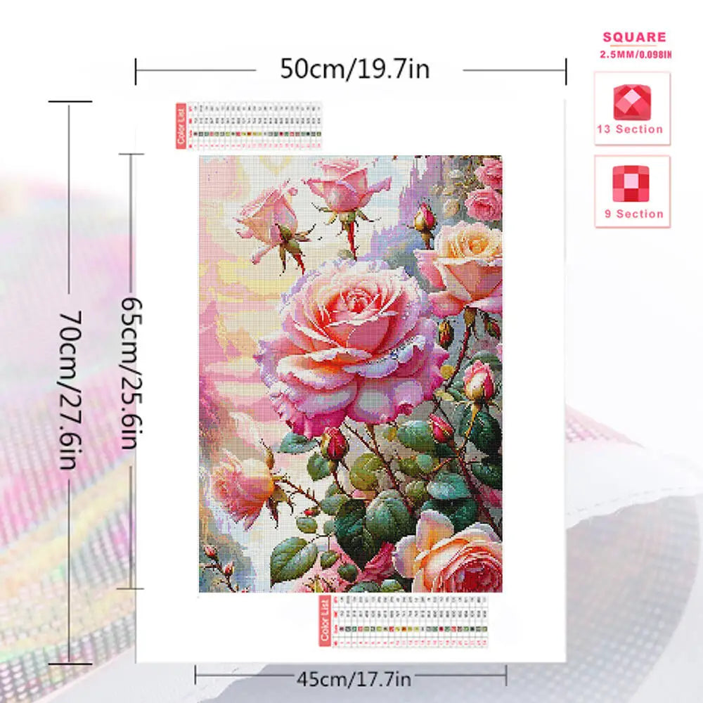 Huacan 2025 New Series Diamond Painting Flower Full Square Round Diamond Mosaic Rose Handmade Gift Giving